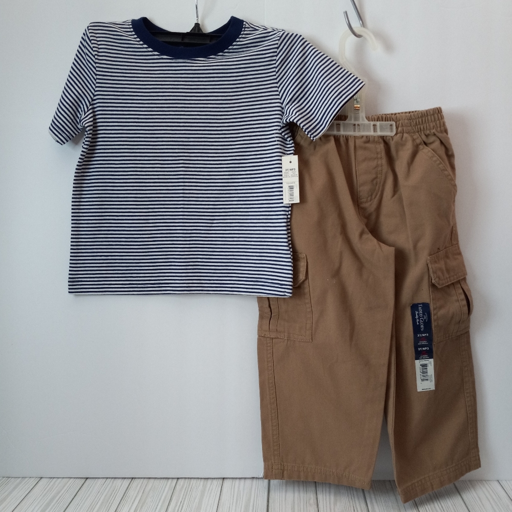 Faded Glory Cargo Pants & Striped Shirt Set